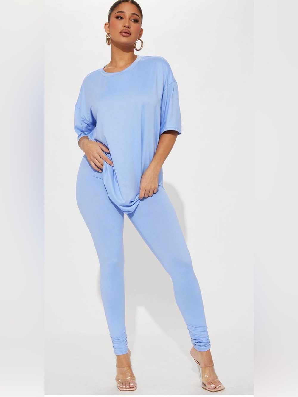 Fashion Nova Light Blue Women's Leggings and Top Set